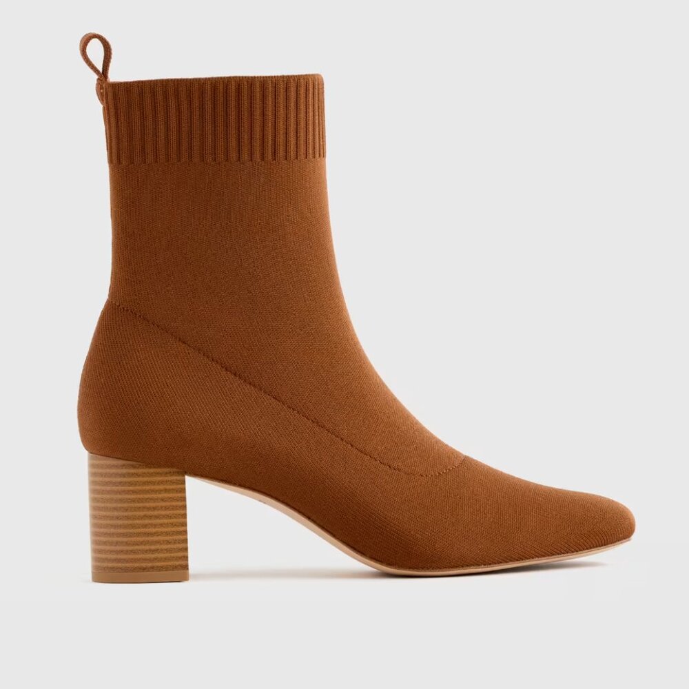 Quince Cognac Eco Knit Heeled Bootie - With Box, Used Once - Size 7